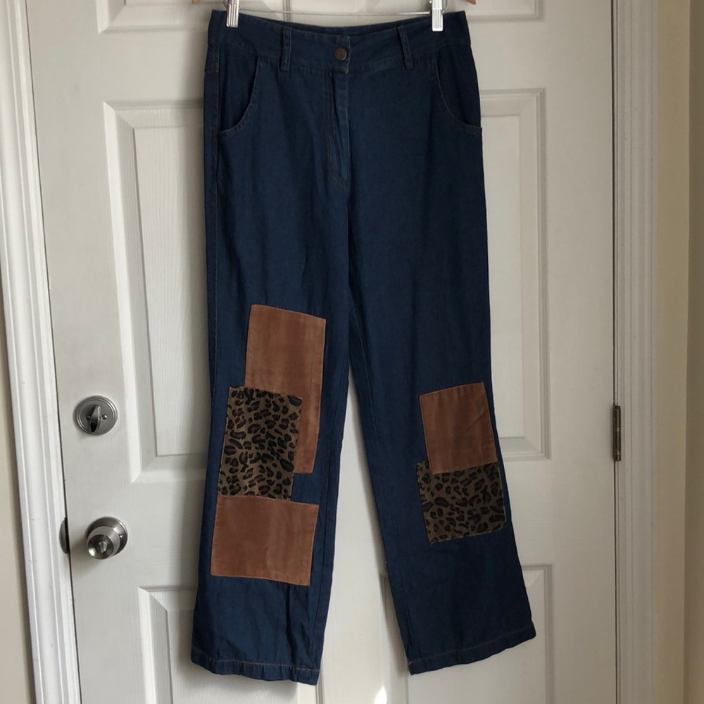 Vintage Forenza Leopard Print Patchwork Jeans Siz… - image 2